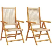 vidaXL Inklapbare stoelen 2 st massief acaciahout en polypropeen beige