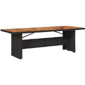 vidaXL Tuintafel met acaciahouten blad 240x90x75 cm poly rattan zwart