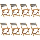 vidaXL Opklapbare stoelen, 8 stuks, grijs, massief acaciahout