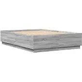vidaXL Bedframe bewerkt hout grijs sonoma eikenkleurig 140x200 cm