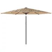 vidaXL Parasol met LED's en stalen paal 288x288x225 cm bruin