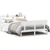 vidaXL Bedframe zonder matras massief grenenhout wit 160x200 cm