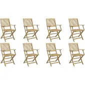 vidaXL Opklapbare stoelen, 8 stuks, 54,5 x 58 x 90 cm, massief acaciahout.