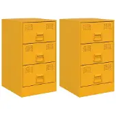 vidaXL Nachtkastjes 2 st 34,5x39x62 cm staal mosterdgeel