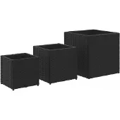 vidaXL Plantenbakken 3 st poly rattan zwart