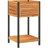 vidaXL Plantenbak met schap 45x45x80 cm massief acaciahout en staal