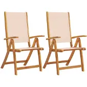 vidaXL Klapstoelen, 2 stuks, massief acaciahout en textielstof