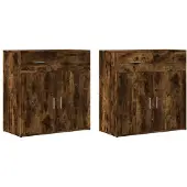 vidaXL Dressoirs, 2 stuks, gerookt eikenfineer, 79x38x80 cm, houtvezelplaat