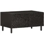 vidaXL Salontafel zwart, 80x50x40 cm, massief mangohout