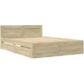 vidaXL Bedframe met hoofdeinde bewerkt hout sonoma eiken 120x190 cm
