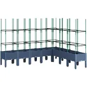 vidaXL Plantenbak met latwerk 200x160x142,5 cm polypropeen blauwgrijs
