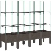 vidaXL Plantenbak met latwerk 160x40x142,5 cm polypropeen bruin