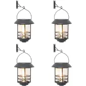 vidaXL Zonnepanelen voor buitenwandverlichting, 4 stuks, warmwit licht, flikkerend effect