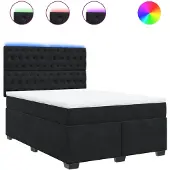 vidaXL Boxspring met matras fluweel zwart 140x200 cm