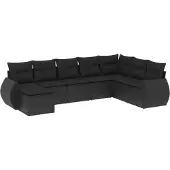vidaXL 8-delige Loungeset met kussens poly rattan zwart