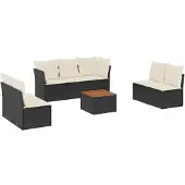 vidaXL 8-delige tuinmeubelset met kussens, zwart, polyrotan