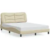 vidaXL Bedframe zonder matras "Hvar" stof crèmekleurig 140x200 cm
