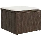 vidaXL Tuinkruk met kussen 55x55x37 cm poly rattan bruin