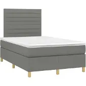 vidaXL Boxspring met matras stof donkergrijs 120x190 cm