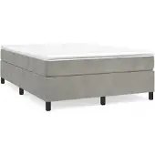 vidaXL Boxspring bed 140x190 cm fluweel lichtgrijs