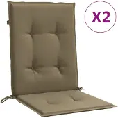 vidaXL Stoelkussens 2 st lage rug 100x50x4 cm stof gemêleerd taupe