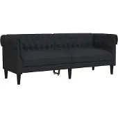 vidaXL Driezitsbank Chesterfield-stijl stof zwart