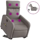 vidaXL Sta-op-massagestoel elektrisch verstelbaar stof taupe