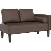 vidaXL Chaise longue met kussens kunstleer bruin
