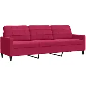 vidaXL Driezitsbank 210 cm fluweel wijnrood