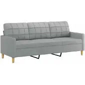 vidaXL Driezitsbank 180 cm stof lichtgrijs