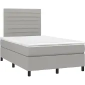 vidaXL Boxspring met matras stof lichtgrijs 120x190 cm