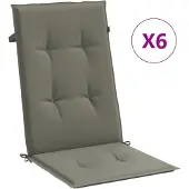 vidaXL Stoelkussens 6 st hoge rug 120x50x4 cm stof donkergrijs