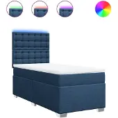 vidaXL Boxspring met matras stof blauw 80x200 cm