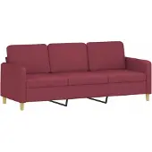 vidaXL Driezitsbank 180 cm stof wijnrood