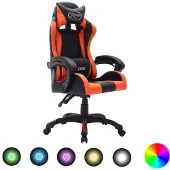 vidaXL Racestoel met RGB LED-verlichting kunstleer oranje en zwart