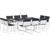 vidaXL 11-delige Tuinset met kussens textileen wit