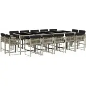 vidaXL 15-delige tuinset met kussens, lichtgrijs, polyrotan