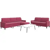 vidaXL 3-delige Loungeset met kussens fluweel wijnrood