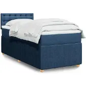 vidaXL Boxspringbed met matras, blauw, 90x200 cm, stof