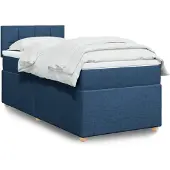 vidaXL Boxspringbed met matras, blauw, 90x200 cm, stof