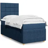 vidaXL Boxspring met matras stof blauw 80x200 cm