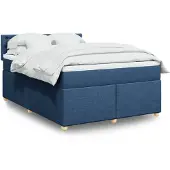 vidaXL Boxspringbed met matras, blauw, 160x200 cm, gestoffeerd