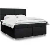 vidaXL Boxspring met matras stof zwart 180x200 cm