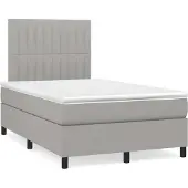 vidaXL Boxspring met matras stof lichtgrijs 120x190 cm