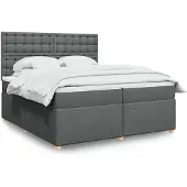 vidaXL Boxspring met matras stof donkergrijs 200x200 cm