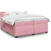 vidaXL Boxspring met matras fluweel roze 200x200 cm