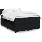 vidaXL Boxspring met matras fluweel zwart 160x200 cm