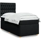 vidaXL Boxspringbed met matras, zwart, 90x200 cm, stof