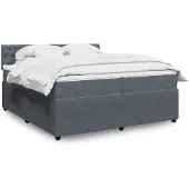 vidaXL Boxspring met matras fluweel donkergrijs 200x200 cm
