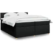 vidaXL Boxspring met matras stof zwart 200x200 cm